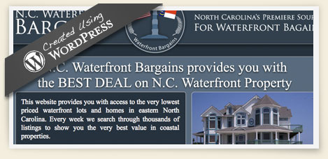 NC waterfront bargains wordpress CMS website