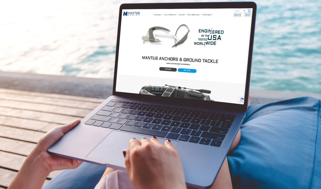 Mantus website on laptop