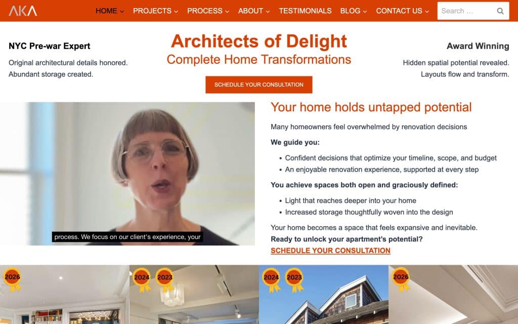 AKA Insight home page: Architects of Delight, complete home transformations
