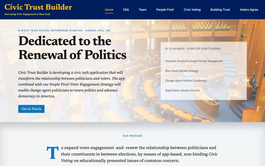 Civic Trust Builder home page: Dedicated to the Renewal of Politics